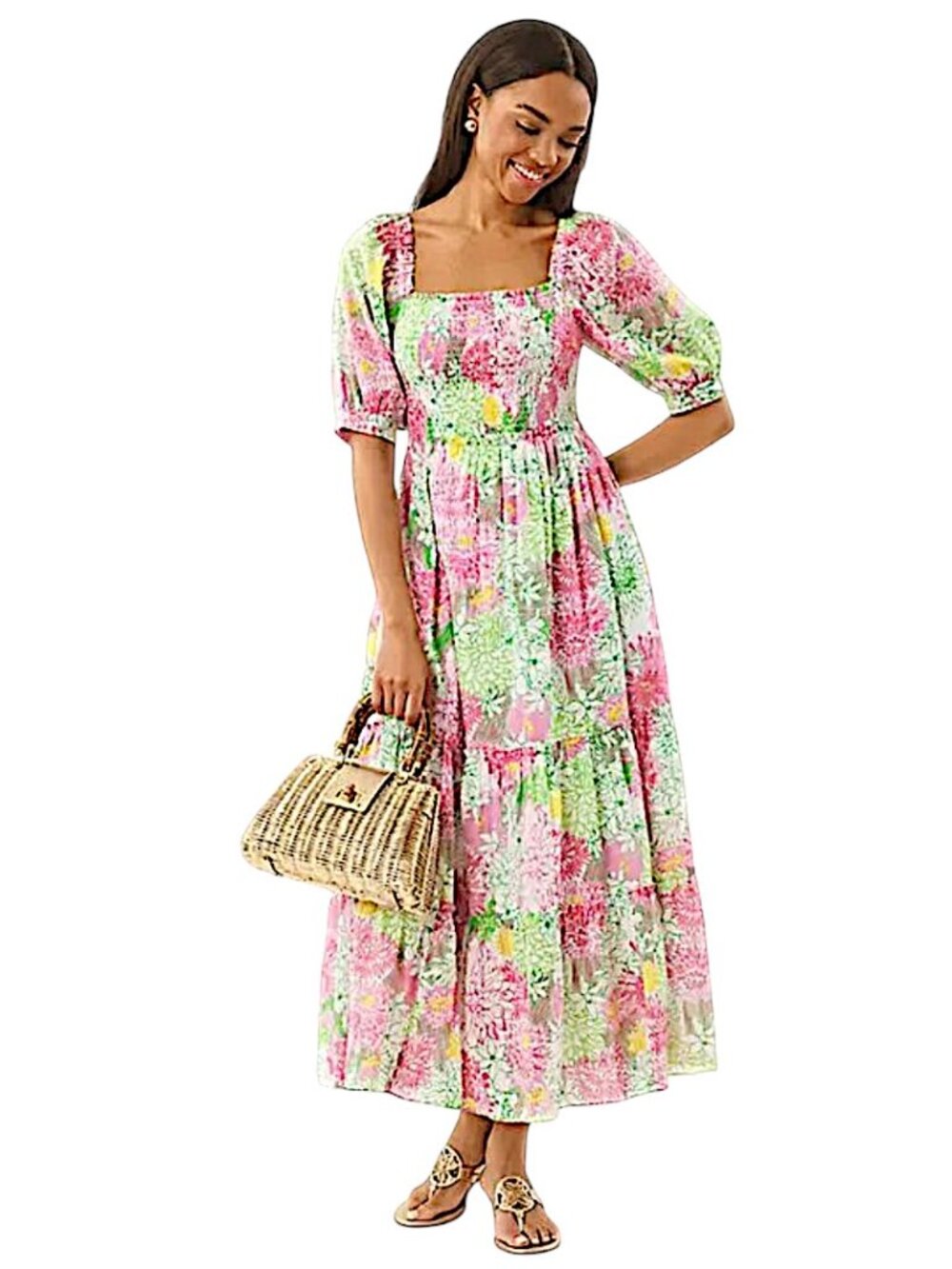 Lilly Pulitzer Hadly Smocked Maxi Dress in Mum Patch NWT - Size Small - Picture 3 of 8
